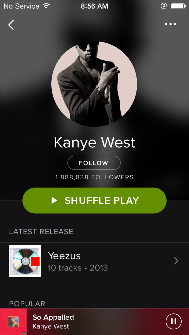 spotify app running in mobile phone